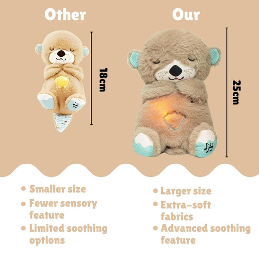 Breathing Teddy Otter Glowing Music for Baby Sensory Sleep Lights Rhythmic Simulation Plush for Babies Kids Soothing Sound and Décor Item