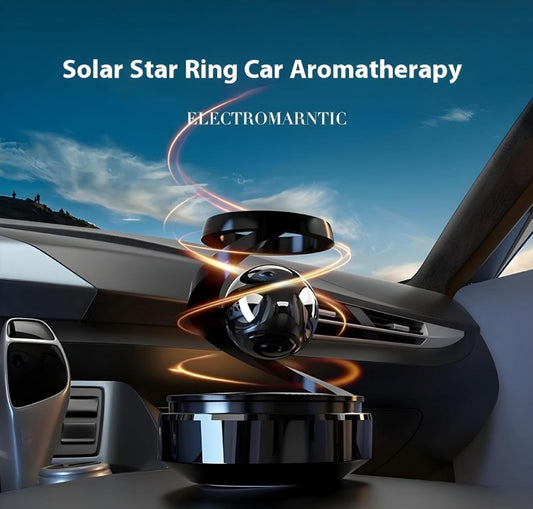 Solar Powered Car Air Diffuser–Refillable Rotating Dashboard Air Perfume Purifier for Cars, Aromatherapy Decor, Autorotation Accessories for Car Interior, Levitating Fragrance Diffuser-Black