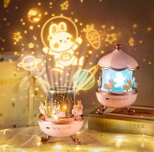 Night Light, Rabbit Starry Sky Projector, Galaxy Projector, 360° Rotation, LED Night Light, USB, Baby 6 Film, 5 Colours, For Girls, Children's Room, Star-Pack of 1(Colour and Design Vary)