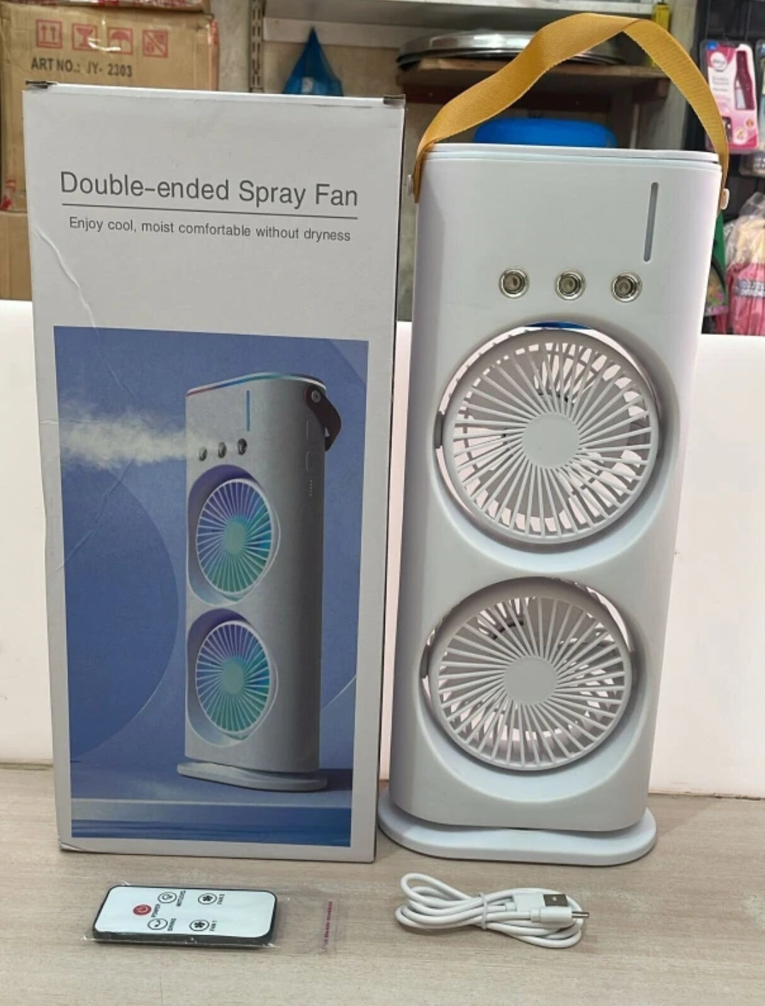 Double Ended Fan, Desk Fan for Office and Home, 360° Rotation, Remote Control System, Mist Fan With Lights USB Air Fan
