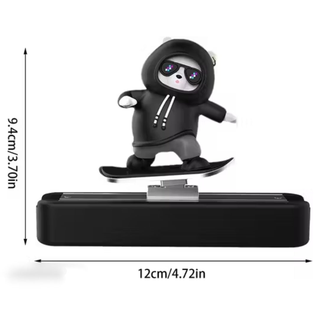 Car Interior Accessories Dashboard Decorations, Cute Sliding Skateboard Panda Decorative Showpiece
