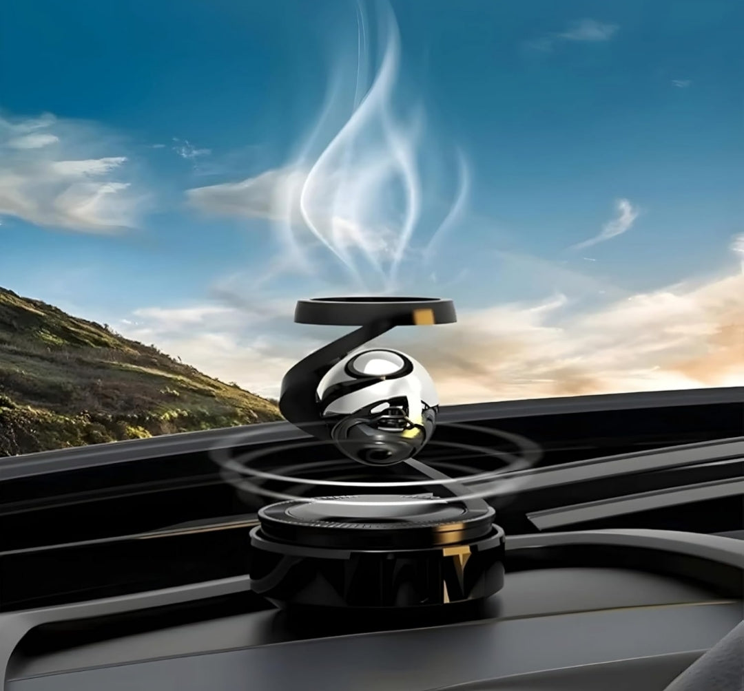 Solar Powered Car Air Diffuser–Refillable Rotating Dashboard Air Perfume Purifier for Cars, Aromatherapy Decor, Autorotation Accessories for Car Interior, Levitating Fragrance Diffuser-Black