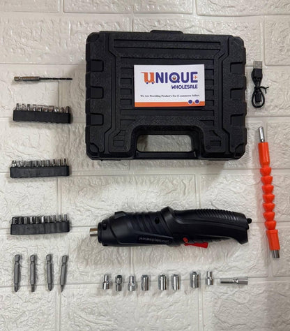 Metal Electric Screwdriver with 47 pcs Screwdriver Bit SetCordless Electric Screwdriver Set | 47 in 1 Electric Screwdriver | Battery Powered Screwdriver Kit | Electric Portable Drill Driver Mach