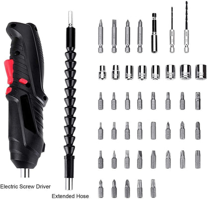 Metal Electric Screwdriver with 47 pcs Screwdriver Bit SetCordless Electric Screwdriver Set | 47 in 1 Electric Screwdriver | Battery Powered Screwdriver Kit | Electric Portable Drill Driver Mach