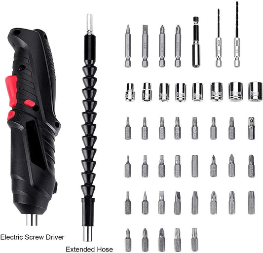 Metal Electric Screwdriver with 47 pcs Screwdriver Bit SetCordless Electric Screwdriver Set | 47 in 1 Electric Screwdriver | Battery Powered Screwdriver Kit | Electric Portable Drill Driver Mach