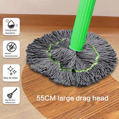 360° Self-Twisting Spin Mop with Super Absorbent Microfiber Head – 55CM Wide Cleaning Mop for Home & Office Floors