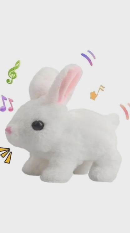 Adorable Bunny Plush Toy – Soft White Rabbit with Sound Effects, Realistic Walking & Jumping Movements for Children