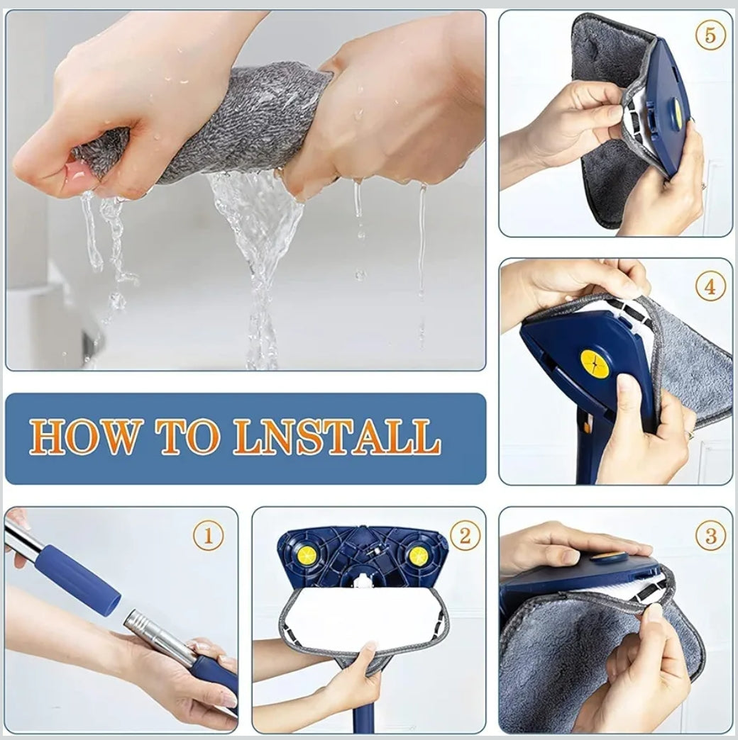 AquaGlide Pro 360° Rotating Self-Squeezing Mop - Hands-Free Wringing System for Effortless Cleaning