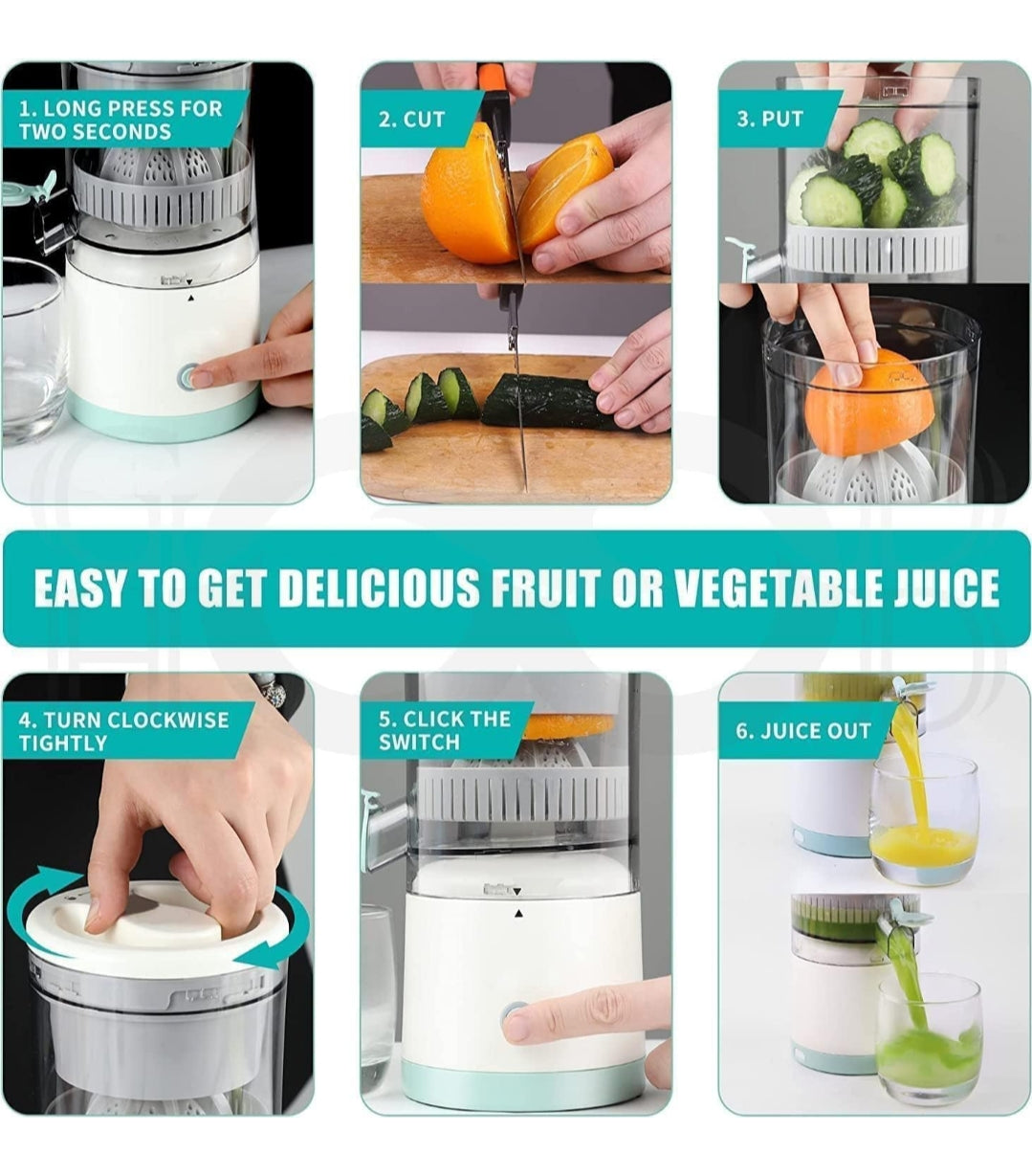 Portable Electric Citrus Juicer USB-C Rechargeable – 80 Times Juicing, Compact 9.2 inch Design