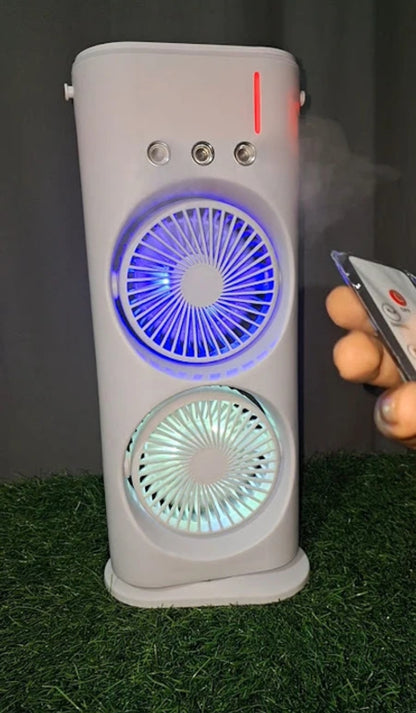 Double Ended Fan, Desk Fan for Office and Home, 360° Rotation, Remote Control System, Mist Fan With Lights USB Air Fan