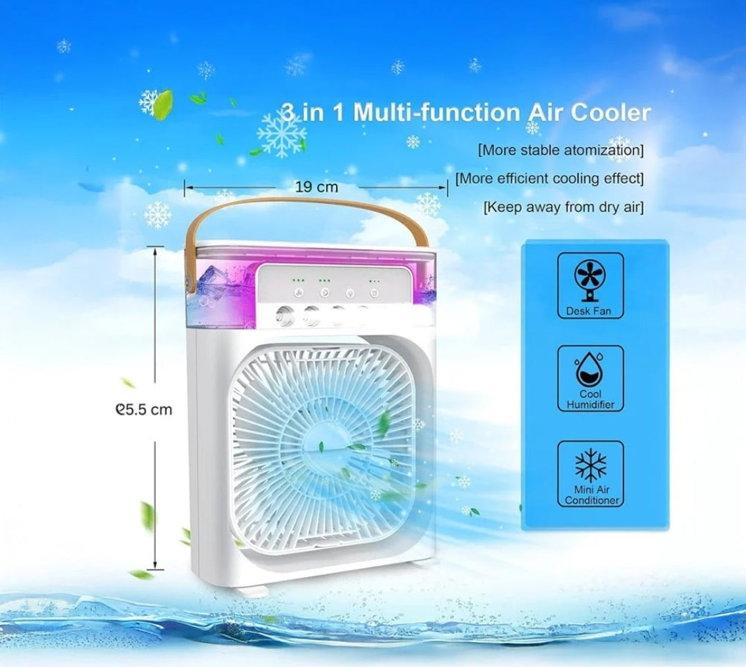 Air Cooler Fan with Mist Function – Instant Cooling for Home & Office - USB Rechargeable
