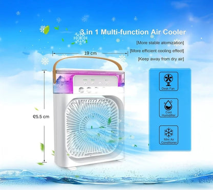 Air Cooler Fan with Mist Function – Instant Cooling for Home & Office - USB Rechargeable