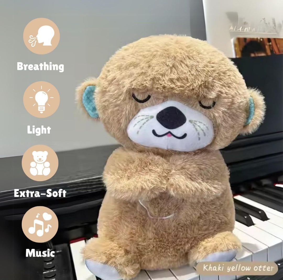Breathing Teddy Otter Glowing Music for Baby Sensory Sleep Lights Rhythmic Simulation Plush for Babies Kids Soothing Sound and Décor Item