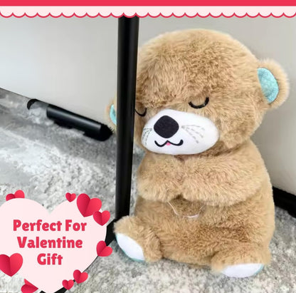 Breathing Teddy Otter Glowing Music for Baby Sensory Sleep Lights Rhythmic Simulation Plush for Babies Kids Soothing Sound and Décor Item