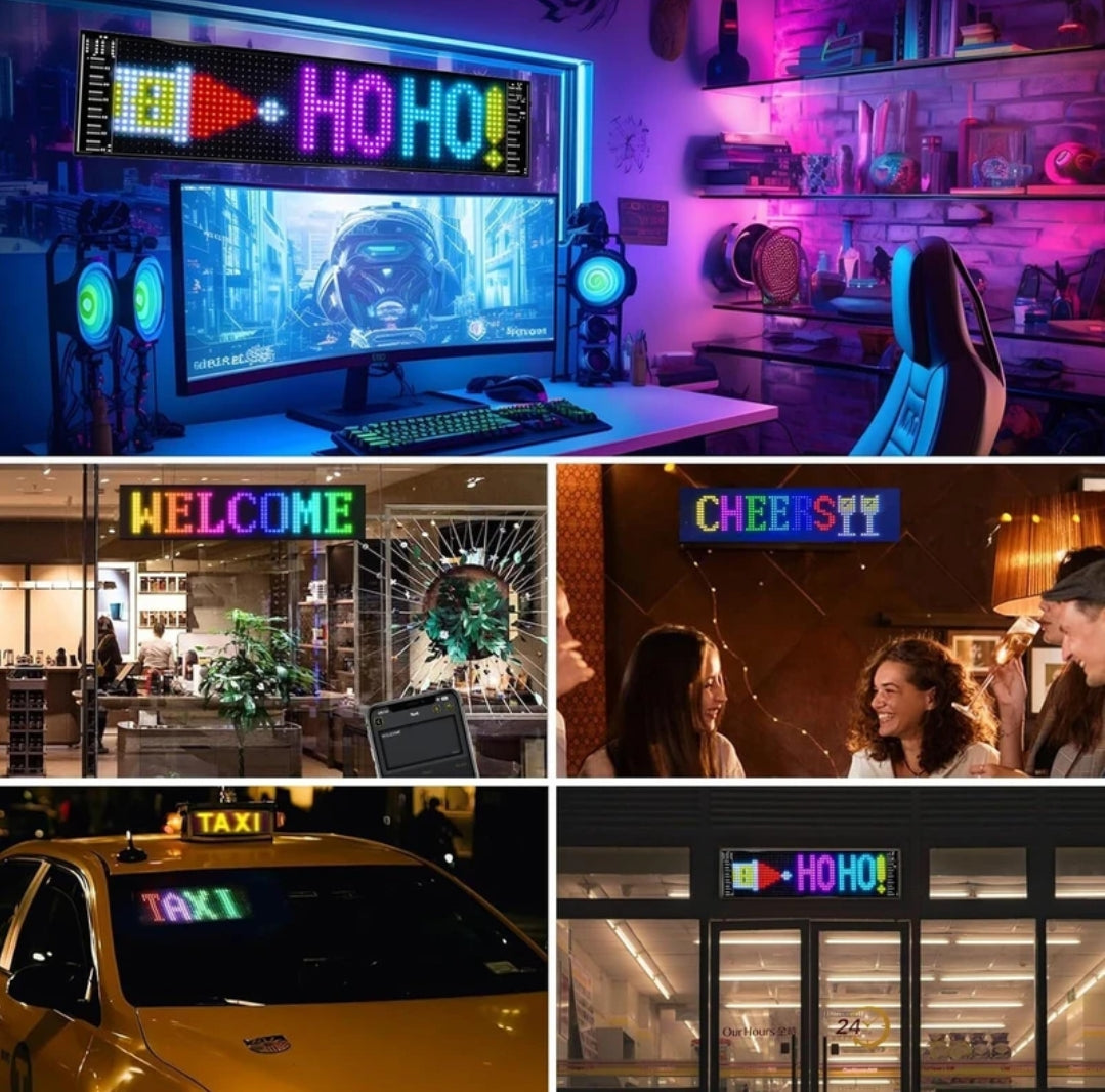 LED Car Display Screen With App & Remote | RGB Scrolling Text Sign Board Car fancy Lights (Multicolour)