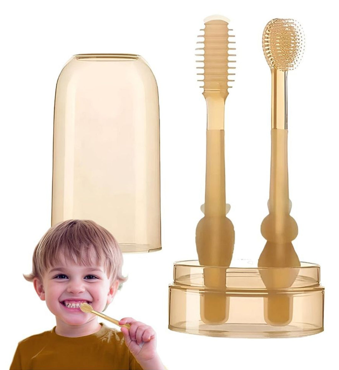 Soft Silicone Baby Oral Cleaning Brush, 2 in 1 Toothbrush and tongue Cleaner Soft Toothbrush