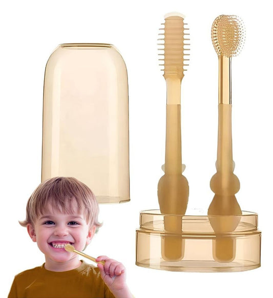 Soft Silicone Baby Oral Cleaning Brush, 2 in 1 Toothbrush and tongue Cleaner Soft Toothbrush