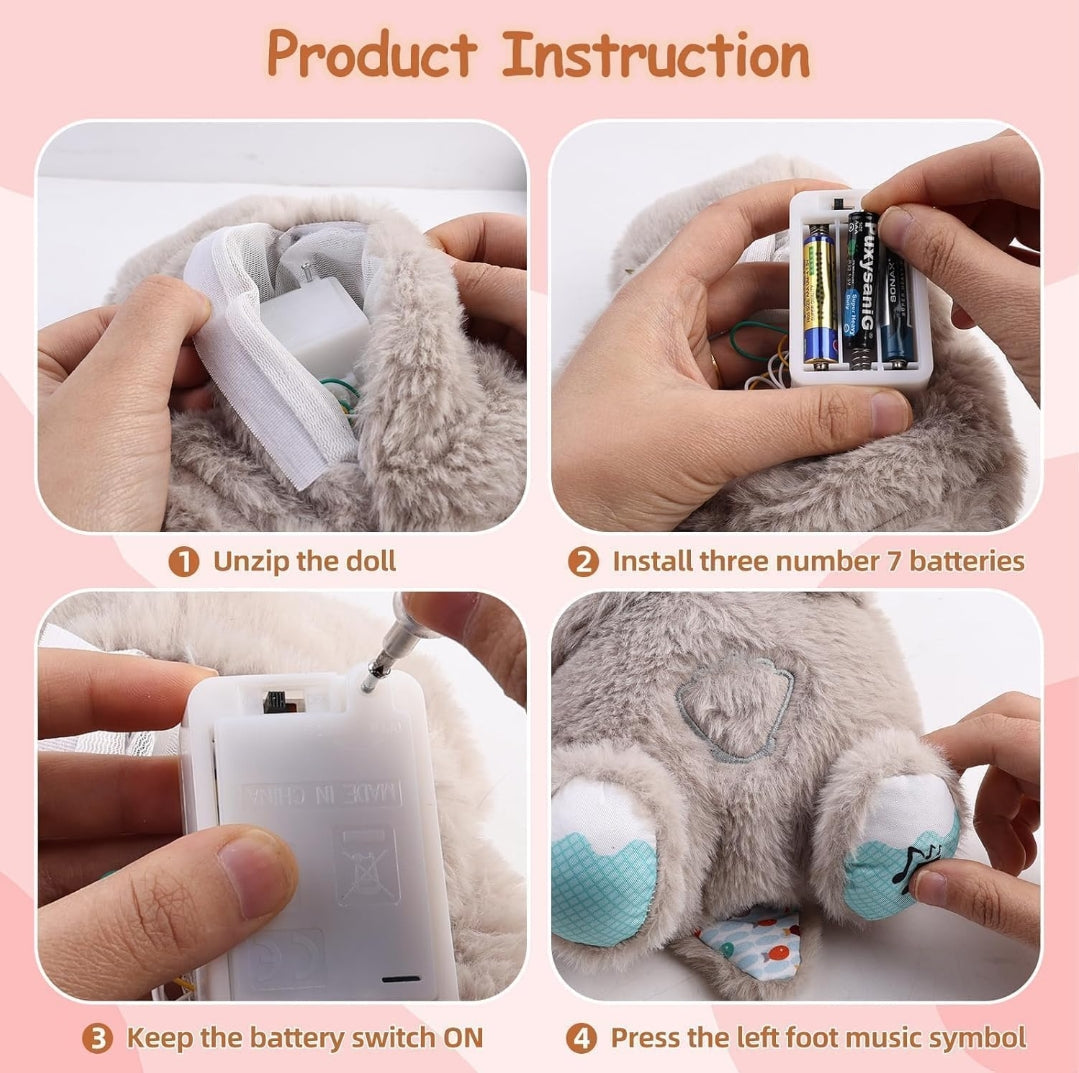 Breathing Teddy Otter Glowing Music for Baby Sensory Sleep Lights Rhythmic Simulation Plush for Babies Kids Soothing Sound and Décor Item
