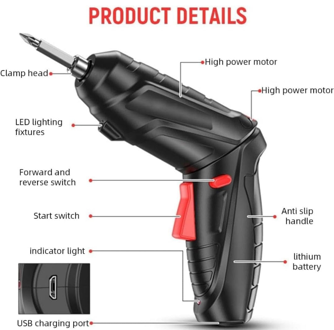 Cordless Electric Screwdriver Set | 47 in 1 Electric Screwdriver | Battery Powered Screwdriver Kit | Electric Portable Drill Driver Mach