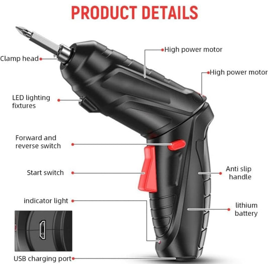 Cordless Electric Screwdriver Set | 47 in 1 Electric Screwdriver | Battery Powered Screwdriver Kit | Electric Portable Drill Driver Mach