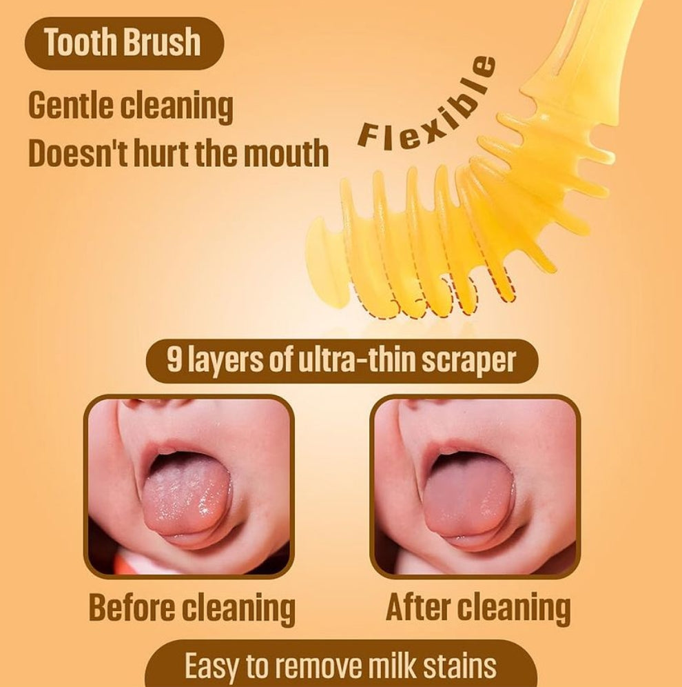 Soft Silicone Baby Oral Cleaning Brush, 2 in 1 Toothbrush and tongue Cleaner Soft Toothbrush