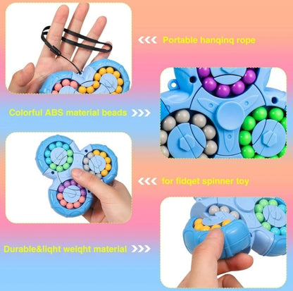 2-In-1 Triangle Rotating Puzzle & Spinner Magic Bean Fingertip Toy- Blue