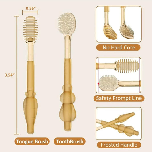 Soft Silicone Baby Oral Cleaning Brush, 2 in 1 Toothbrush and tongue Cleaner Soft Toothbrush