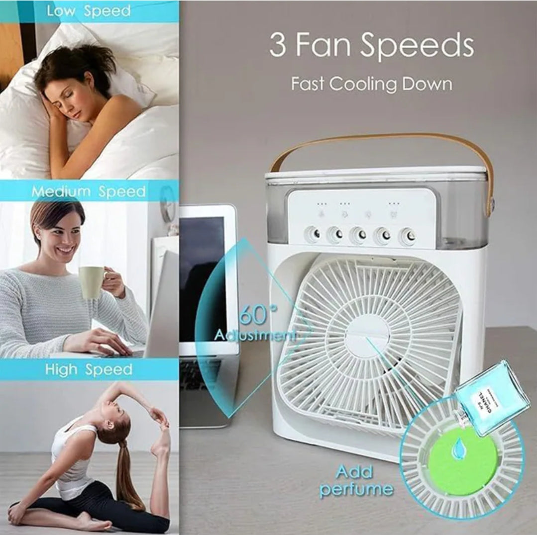 Air Cooler Fan with Mist Function – Instant Cooling for Home & Office - USB Rechargeable