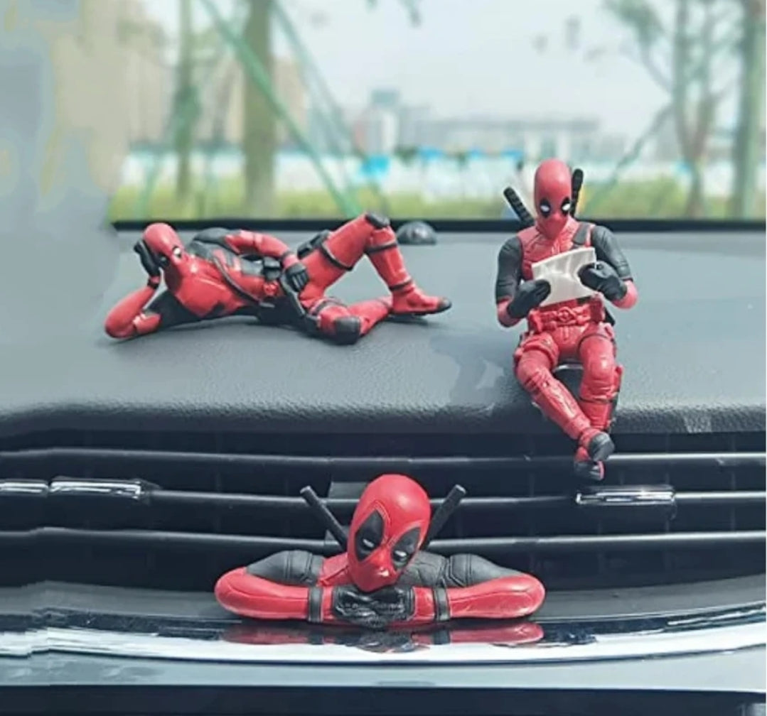 Deadpool Action 3 Figures Set Most Loved Comic Super Hero Car and Home Interior Decorative Showpiece