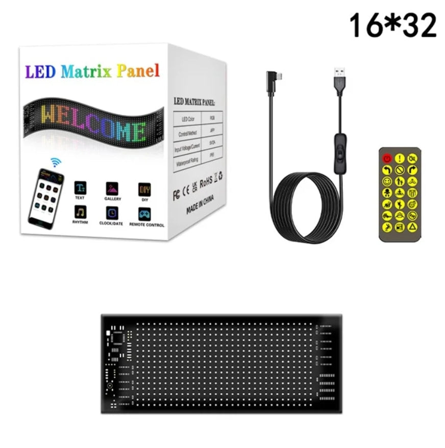 LED Car Display Screen With App & Remote | RGB Scrolling Text Sign Board Car fancy Lights (Multicolour)