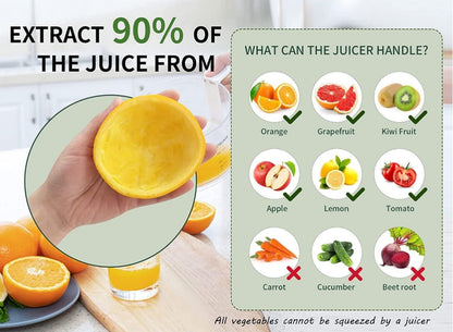 Portable Electric Citrus Juicer USB-C Rechargeable – 80 Times Juicing, Compact 9.2 inch Design