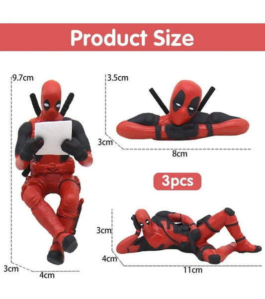Deadpool Action 3 Figures Set Most Loved Comic Super Hero Car and Home Interior Decorative Showpiece
