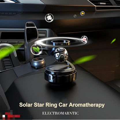 Solar Powered Car Air Diffuser–Refillable Rotating Dashboard Air Perfume Purifier for Cars, Aromatherapy Decor, Autorotation Accessories for Car Interior, Levitating Fragrance Diffuser-Black