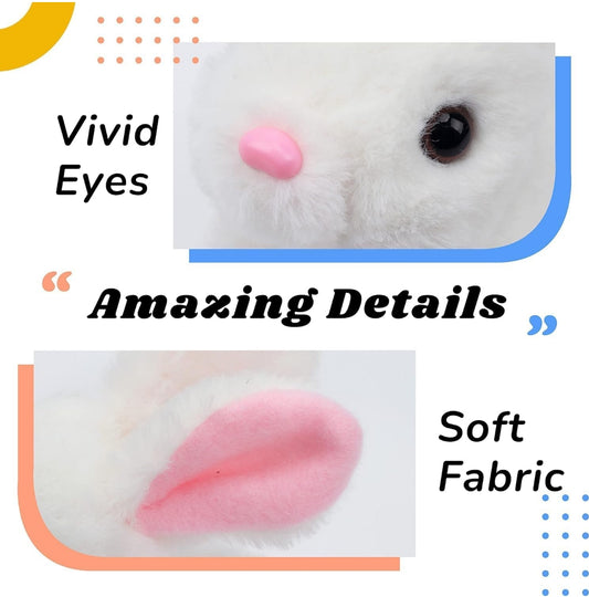 Adorable Bunny Plush Toy – Soft White Rabbit with Sound Effects, Realistic Walking & Jumping Movements for Children