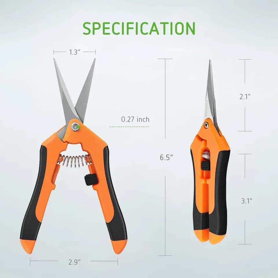 Gardening Hand Pruner Pruning Shear with Straight Stailess Steel Blades