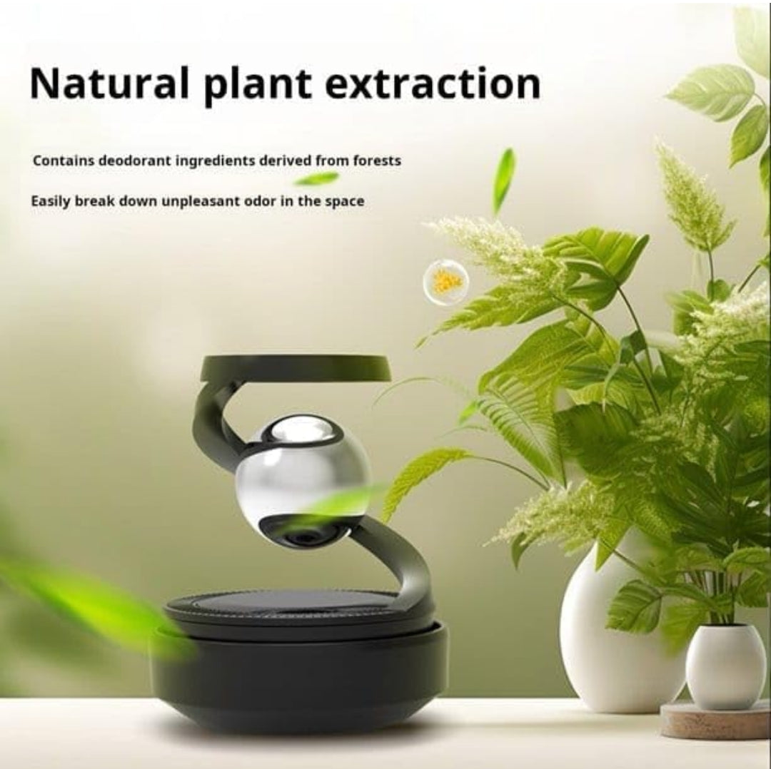 Solar Powered Car Air Diffuser–Refillable Rotating Dashboard Air Perfume Purifier for Cars, Aromatherapy Decor, Autorotation Accessories for Car Interior, Levitating Fragrance Diffuser-Black