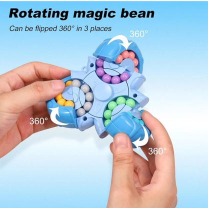 2-In-1 Triangle Rotating Puzzle & Spinner Magic Bean Fingertip Toy- Blue
