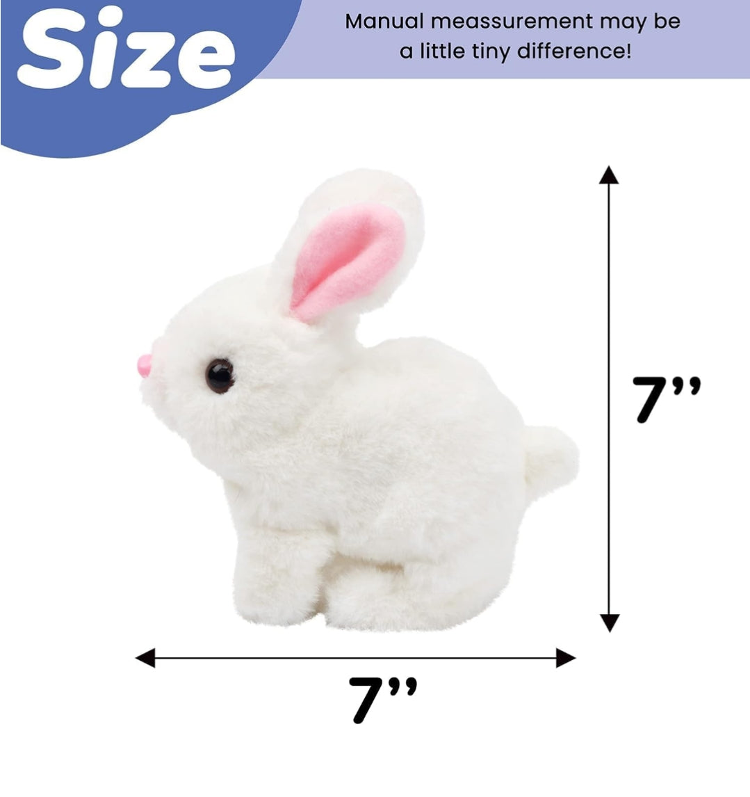 Adorable Bunny Plush Toy – Soft White Rabbit with Sound Effects, Realistic Walking & Jumping Movements for Children