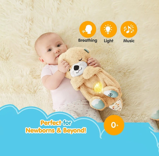 Breathing Teddy Otter Glowing Music for Baby Sensory Sleep Lights Rhythmic Simulation Plush for Babies Kids Soothing Sound and Décor Item