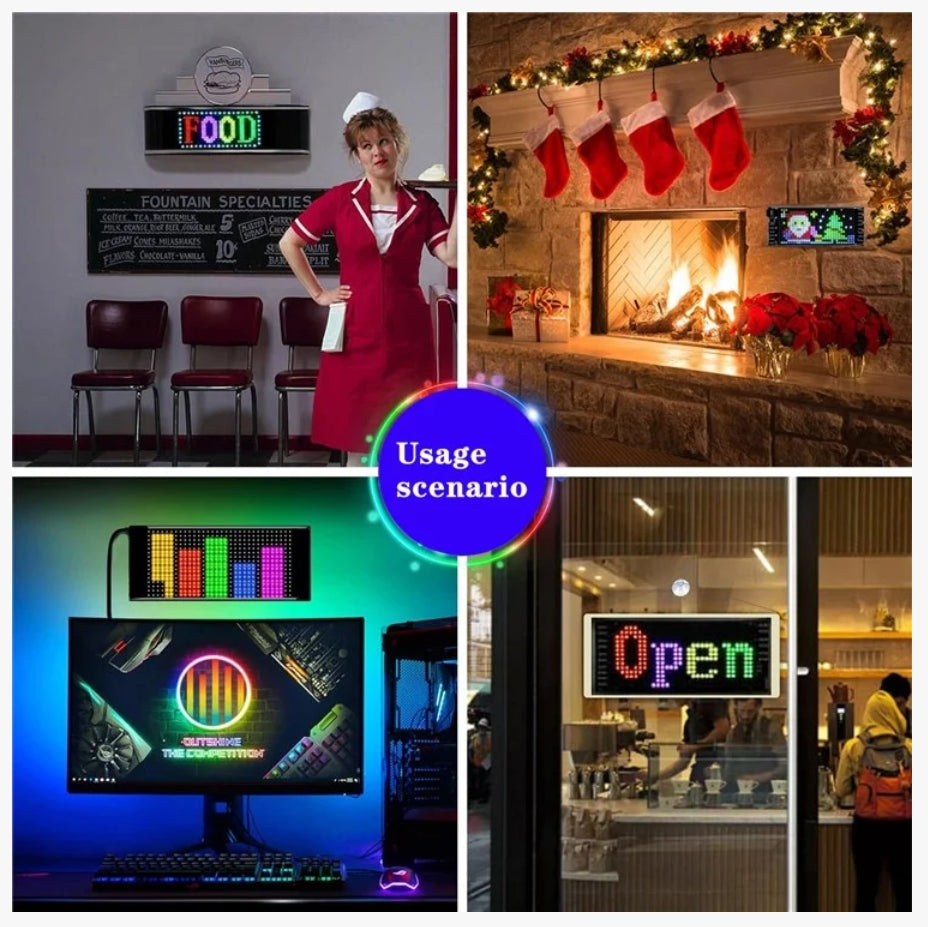 LED Car Display Screen With App & Remote | RGB Scrolling Text Sign Board Car fancy Lights (Multicolour)