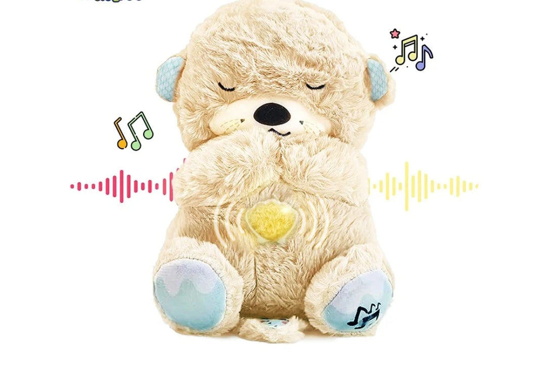 Breathing Teddy Otter Glowing Music for Baby Sensory Sleep Lights Rhythmic Simulation Plush for Babies Kids Soothing Sound and Décor Item