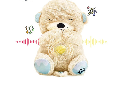Breathing Teddy Otter Glowing Music for Baby Sensory Sleep Lights Rhythmic Simulation Plush for Babies Kids Soothing Sound and Décor Item
