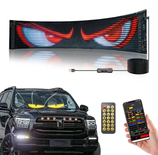 LED Car Display Screen With App & Remote | RGB Scrolling Text Sign Board Car fancy Lights (Multicolour)