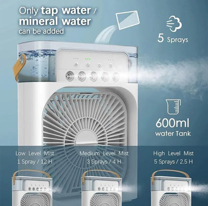Air Cooler Fan with Mist Function – Instant Cooling for Home & Office - USB Rechargeable