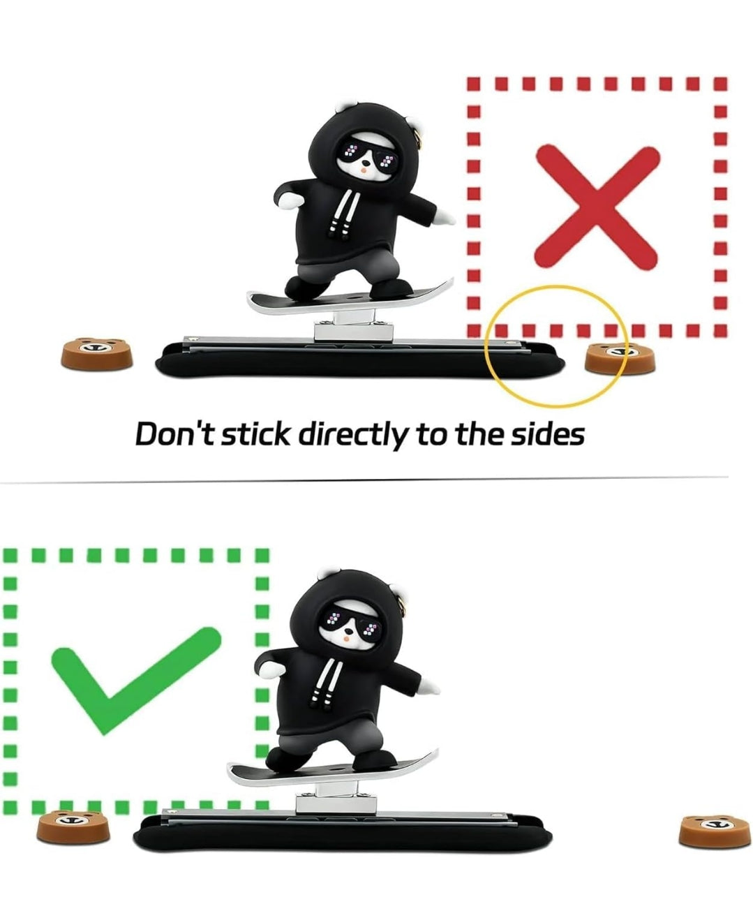 Car Interior Accessories Dashboard Decorations, Cute Sliding Skateboard Panda Decorative Showpiece