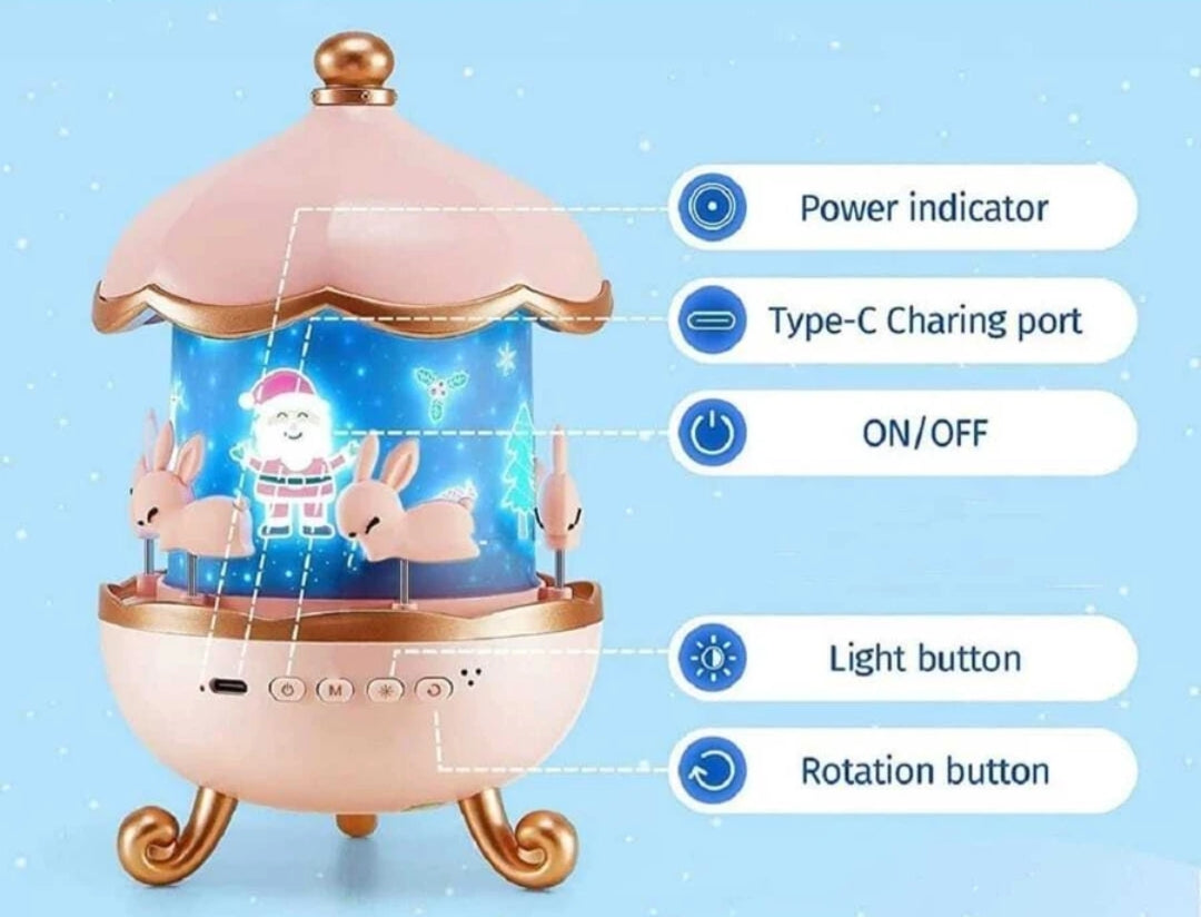 Night Light, Rabbit Starry Sky Projector, Galaxy Projector, 360° Rotation, LED Night Light, USB, Baby 6 Film, 5 Colours, For Girls, Children's Room, Star-Pack of 1(Colour and Design Vary)