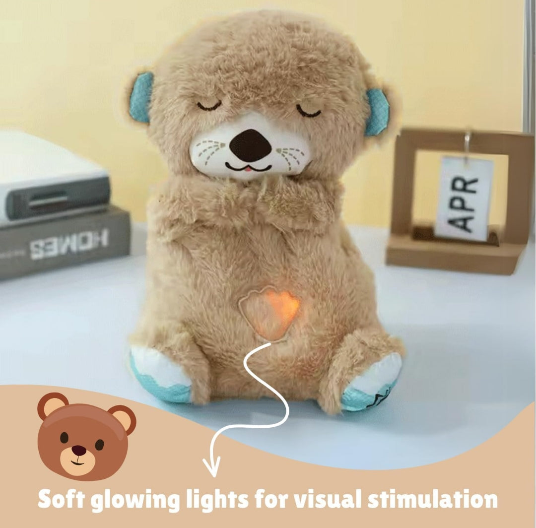 Breathing Teddy Otter Glowing Music for Baby Sensory Sleep Lights Rhythmic Simulation Plush for Babies Kids Soothing Sound and Décor Item