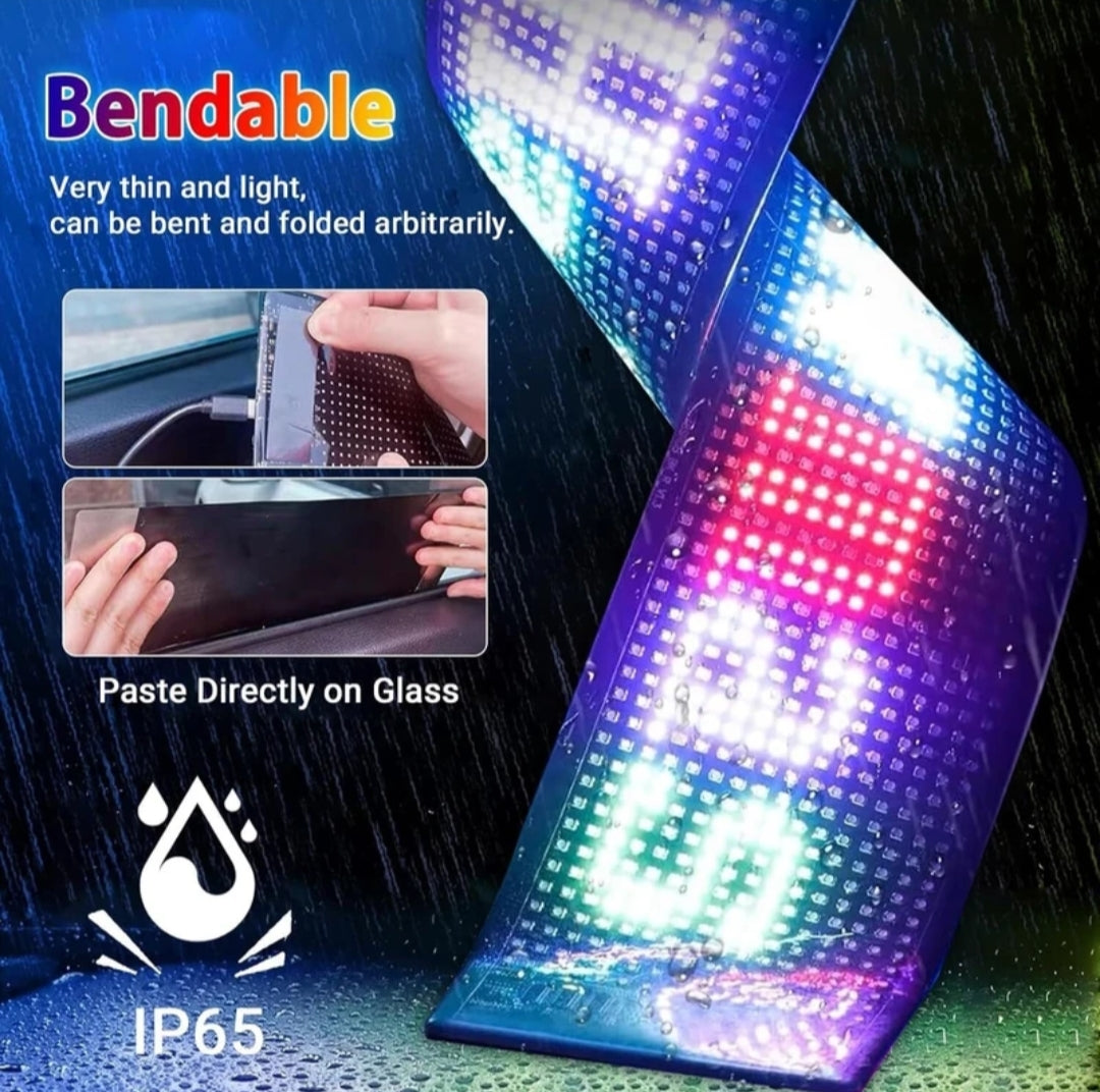 LED Car Display Screen With App & Remote | RGB Scrolling Text Sign Board Car fancy Lights (Multicolour)