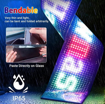LED Car Display Screen With App & Remote | RGB Scrolling Text Sign Board Car fancy Lights (Multicolour)