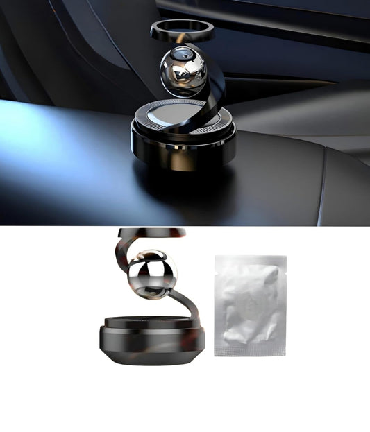 Solar Powered Car Air Diffuser–Refillable Rotating Dashboard Air Perfume Purifier for Cars, Aromatherapy Decor, Autorotation Accessories for Car Interior, Levitating Fragrance Diffuser-Black